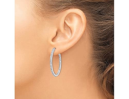 Accent Diamond Oval Hinged Hoop Earrings In 14K White Gold (1 1/3 Inch) #TOP3