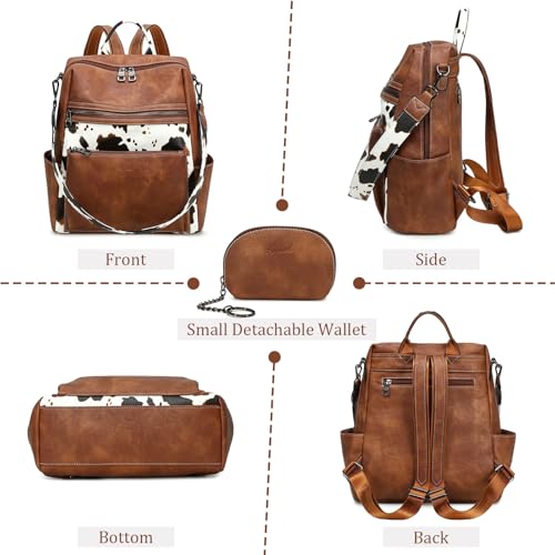 Image of AGLOD Leather Backpack Purse for Women Designer Ladies Shoulder Bag Fashion Faux Work Travel Handbags