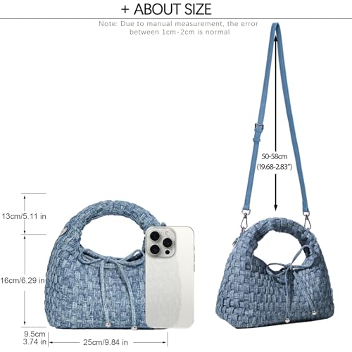 Image of JINMANXUE Fashion Mini Handbag For Women, Woven Tote Bucket Composite Bag Knitting Chain Bags, Crossbody Shoulder Purses