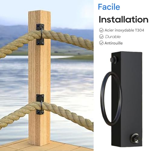 Support de corde de fixation mural solide : kit de 4 supports de quai et pont