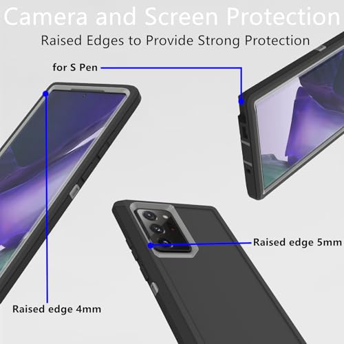 For Samsung Galaxy Note 20 Ultra Case Heavy Duty Protective Case Dustproof Shockproof Protection 3 in 1 Rugged Cover for Samsung Galaxy Note 20 Ultra 69 Inch GreyBlack