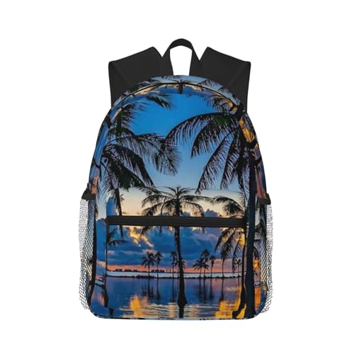Hawaiian Tropical Palm Tree Sunset Backpack Casual Laptop Backpack Travel Daypack Bookbag for Outdoor Office Picnic
