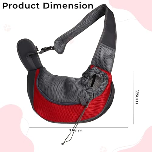 Image of Kraptick Pet Sling Carrier, Pet Carrier Bag for Shitzu Puppy, Cat, Rabbit with Comfortable Adjustable Pouch Single Shoulder Carry Tote Handbag for Pets (Large, Red)