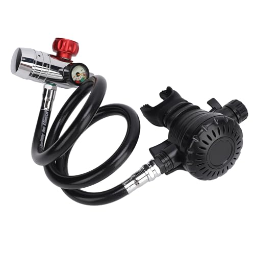 Diving Snorkel Underwater Breathable Oxygen Cylinder Valve, Diving Regulator Set with First Level Pressure Reducing Valve for S400, 1L Snorkeling Dive Equipment Black