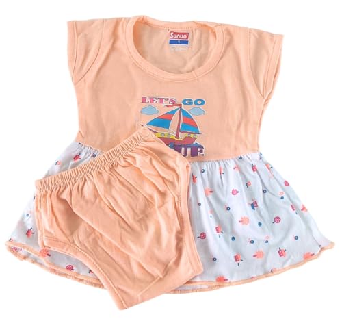 Image of Baby Girl Cotton A-Line Frock with Pant Combo (Pack of 3)