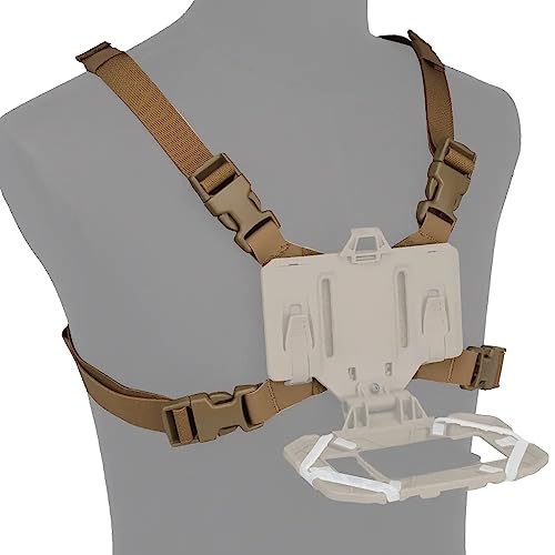 ACEXIER Tactical Vest Chest Rig Mobile Phone Navigation Bracket Fixing Strap MOLLE Duty Vest (Khaki)