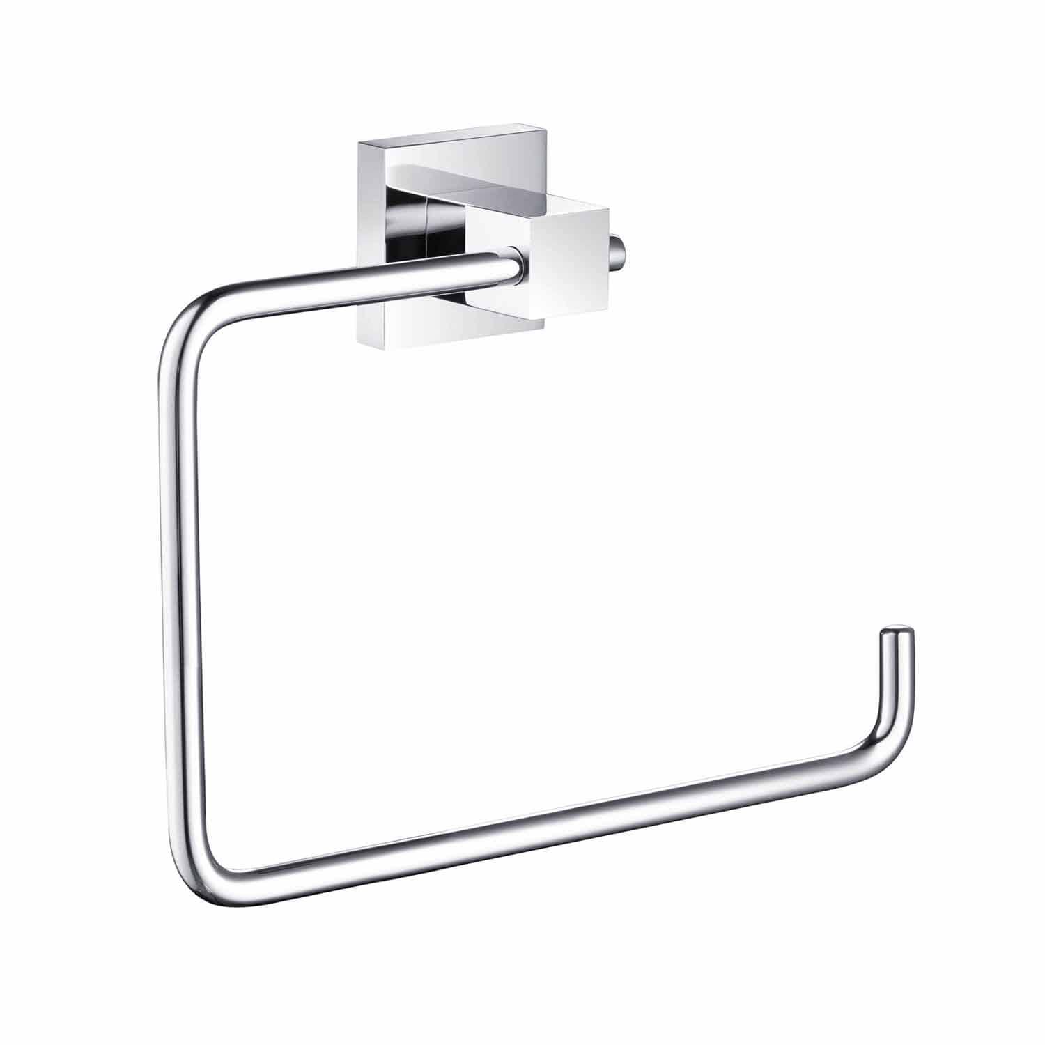 KIBI Cube Bathroom Towel Ring – Wall Mounted, Rust Resistant Solid Brass Hand Towel Holder with Modern Square Design, Durable Bath Accessory for Bathrooms & Washrooms (Chrome, KBA1506)
