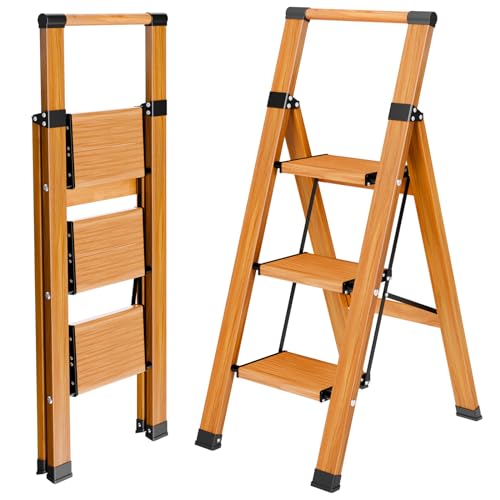 KULACO Scala a pioli con corrimano, antiscivolo a 3 livelli, pieghevole, in alluminio, fino a 150...