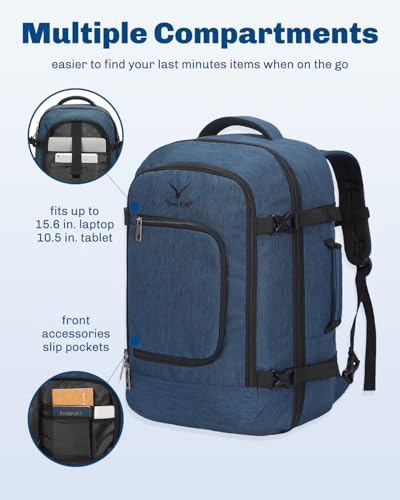 Image of Hynes Eagle Travel Backpack 40L Flight Approved Carry on Backpack Men Large Cabin Weekender Laptop Backpack Women 15.6 inches