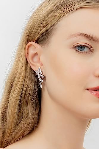 Wedding Earrings Elegant Dangle Drop CZ Marquise Cubic Zirconia AAAAA 18K Gold Plated Rhinestone Luxurious for Brides Bridal Wedding Women Precious Crystal4