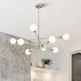 VONLUCE 8-Light Sputnik Chandelier Nickel, Sputnik Ceiling Light Fixture with E26 Sockets, Height Adjustable Modern Chandelier Over Table for Dining Room Living Room Kitchen Island