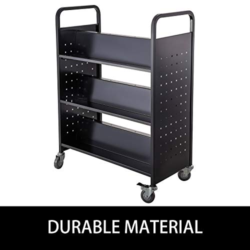 image for BestEquip Book Cart 200LBS, Library Cart 30x14x45 Inch, Rolling Book C