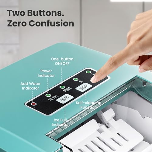 Image of Portable Ice Maker Machine with Handle, 26lbs /24Hrs, 6Mins /9 Ice Cubes, Self-Cleaning with Basket /Scoop, Countertop Ice Makers for Home /Kitchen /Office(Green)