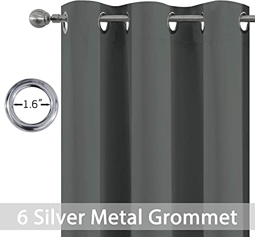 Yakamok 84 Inch Length Blackout Curtains for Bedroom, Thermal Insulated Room Darkening Grommet Top Window Drapes for Living Room,Dark Grey,42W x 84L,2 Panels