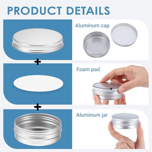 30 Pack Salve Tins 2 Oz Tins with Lids Refillable Salve Containers Small Metal Aluminum Tin Cans with Labels Round Empty Travel Sized Cosmetic Containers Small Tin for Lotion Bar, Beard Balm, Candle3