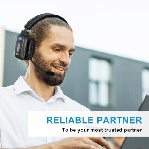 Image of Bluetooth Headset, 60hrs Noise Canceling V5.2 Over Head Headphones, Single Ear Trucker Wireless Headset with Mic, Mute Button, Multipoint, for Phones PC Computer Truck Driver Office Work - Slate