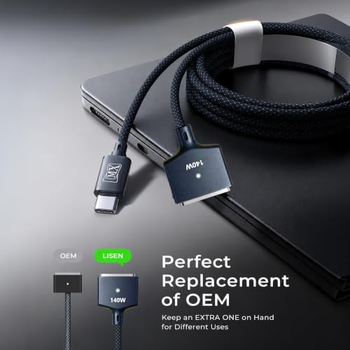Image of MX 140W USB-C to Magnetic 3 Cable, Compatible with MacBook Pro 2021 M1 Pro & Max Chip 14 inch 16 inch, MacBook Air 2022 M2, MacBook Pro 2023 M2 Pro & Max Chip 14 inch 16 inch, Safe 3 Cable for MacBook - 6.6ft
