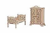 Drechslerei Kuhnert - Hobaku Bastelset - Puppenmöbel mit Bett und Schrank - aus Holz zum Zusammenbauen - Made in Germany