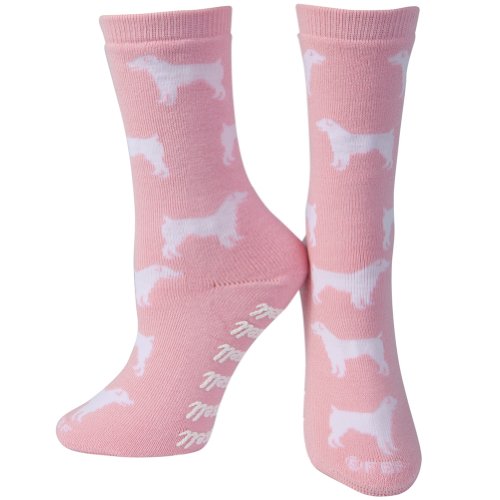 Animal World - Jack Russell Pink Girls Youth Slipper Socks Light Pink