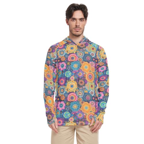 Sweat à capuche UPF 50 pour homme léger et coloré au motif imprimé fleuri