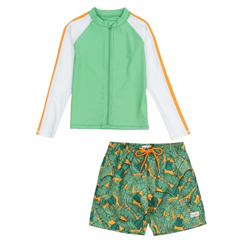 Image of SwimZip Boys' Long Sleeve Rash Guard & Swim Shorts Set - UPF 50+ Sun Protection