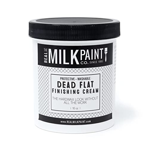 Real Milk Paint, Finishing Cream for Painted Furniture, Kitchen Cabinets, Tabletops, Window Sills, Walls, and Trim, Low VOC, Water Based, Dead Flat, 16 oz.