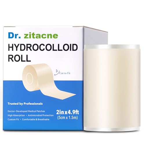 Hydrocolloid Roll for Wound Care & Acne, Pimple Patch Roll, Cut-to-Size Hydrocolloid Bandages, Waterproof, Absorbs Pus, Flexible, Clean & Easy to Use, First Aid for Acne, Cuts & Blisters (2in × 4.9ft)