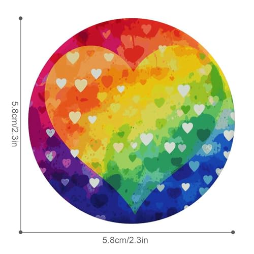 Badge arc-en-ciel en cœur et fer blanc : grande broche ronde pour vêtements - 2
