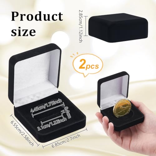 Caja exhibidora cuadrada para monedas, 2 piezas, negro miniatura 2