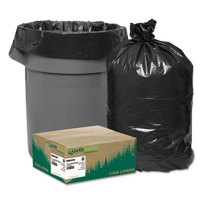 Recycled Can Liners, 33gal, 1.25mil, 33 x 39, Black, 100/Carton (8 Cartons)