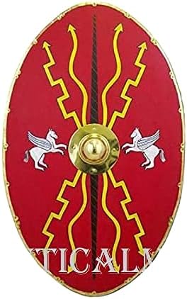 NauticalMart Wooden Handmade Medieval Viking Shield Red