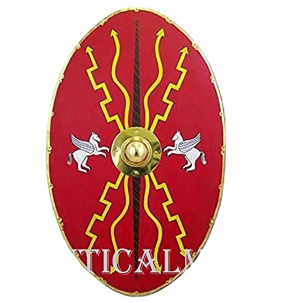 NauticalMart Wooden Handmade Medieval Viking Shield Red