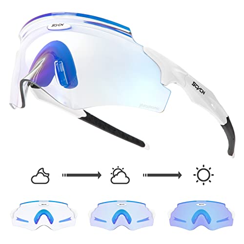 SCVCN フォトクロミック サイクリング メガネ メンズ レディース ラップ アラウンド スポーツ サングラス HD MTB 自転車 乗馬 マウンテンバイク サングラス