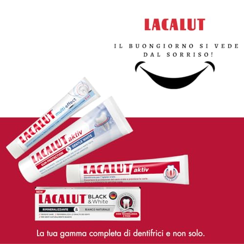 LACALUT Black & White Zahnpasta, professionelle Zahnaufhellung, Remineralisiert den Zahnschmelz, professionelle Aufhellung, Aktivkohle, 75 ml – Bild 5