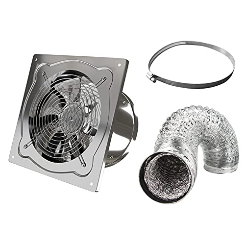 Ventilador de ventilación de acero inoxidable montado en pared con cubierta de malla y válvula de retención para cocina, ventilador de extracción de humo de 7 aspas, color plata, potente extracción (6 pulgadas) miniatura 7