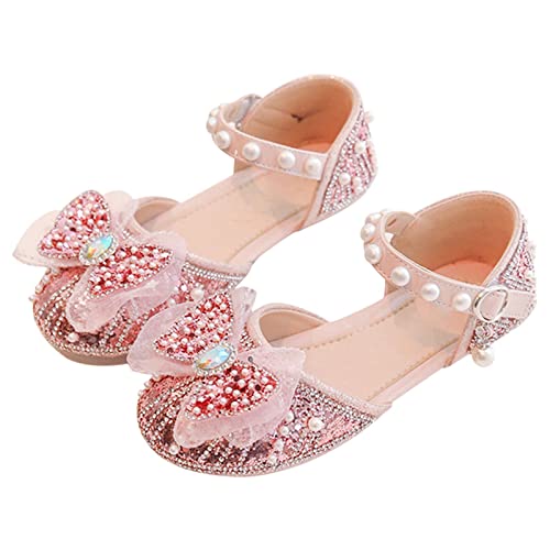 Girl Shoes Autumn New Little Girl Fashionable Princess Shoes Bow Soft Sole Baby Cool Single Sliders for Kids Shoes Girls (Pink, 6.5 Infant)