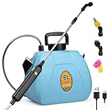 Qdreclod Nebulizzatore Giardino a Batteria 8L, Spruzzatore Elettrico a Pressione con Lancia Telescopica e 3 Ugelli, 1500mAh Ricaricabile per Diserbo, Irrigazione, Disinfezione, Pulizia Tetto e Auto