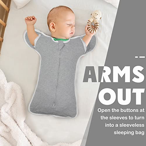 Image of 2 Pack Swaddles 0-3 Months, 2 Way Zipper Swaddles, Arms in /Out Convertible Baby Swaddle, 100% Cotton Arms Up Newborn Sleep Sacks, Star & Gray