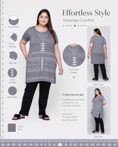 Image of In Love Women's Plus Size Printed Cotton Long-Line T-Shirt with Pocket | Cotton fabric - soft longline T-shirt with easy plus-size fit