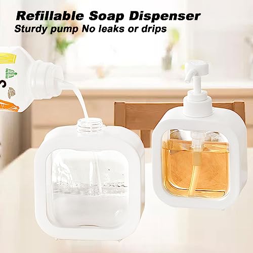 Image of Qivine Modern Soap Dispensers, Small Hand Bathroom Soap Dispensers, 2Pcs Pump Bottle Dispenser 10Oz with Pump Refillable Labels for Bathroom Kitchen Sink