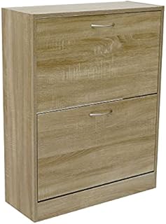 Oypla 2 Drawer Oak Effect Shoe Storage Cupboard Cabinet Furniture