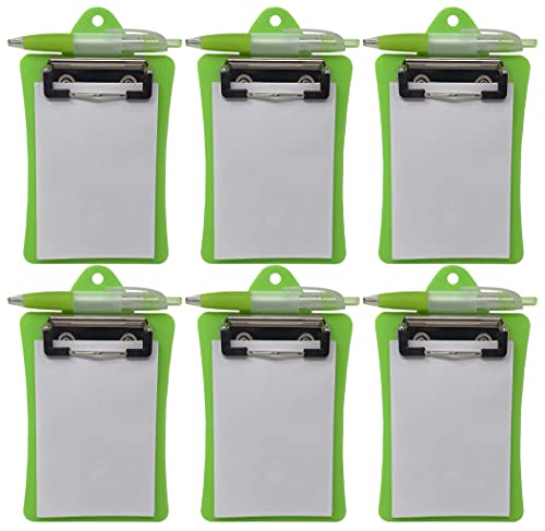 Clipco Mini Clipboard with Magnetic Includes Paper Pad and Pen (6-Pack) (Green)