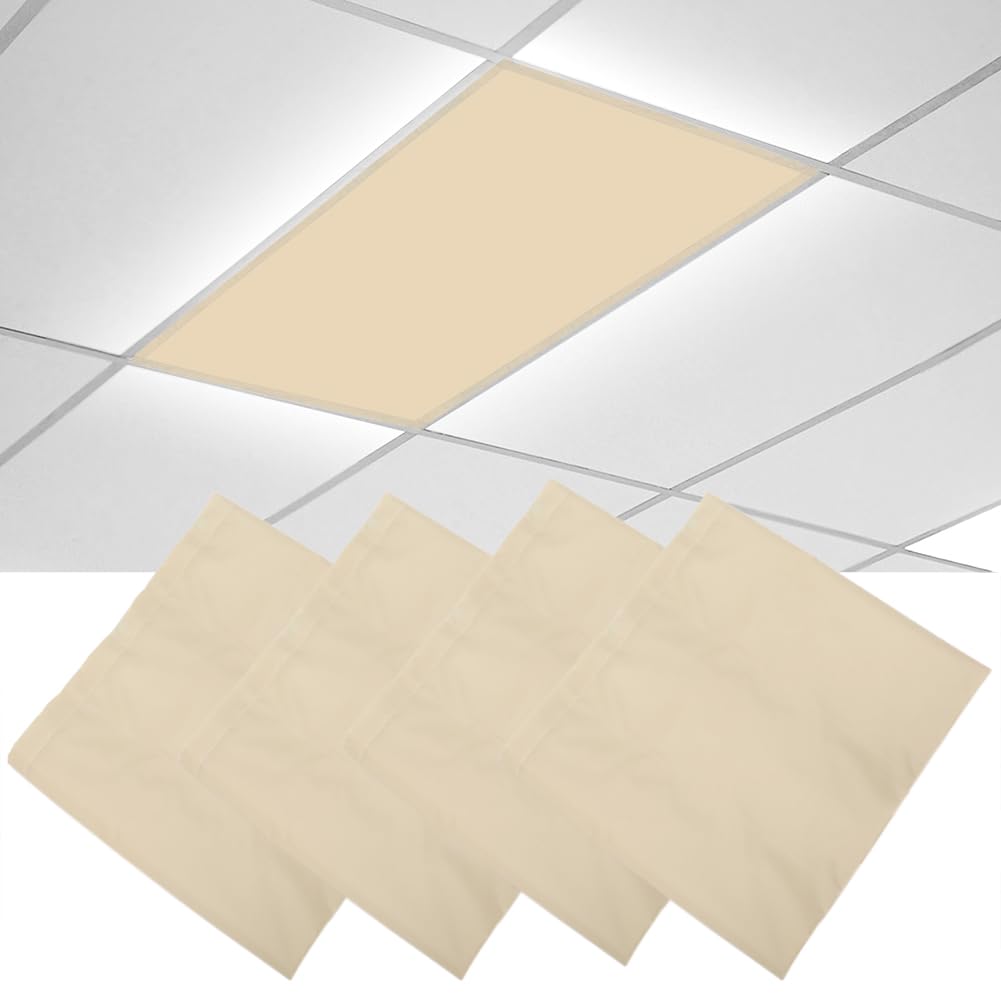 4 Pcs Fluorescent Light Covers, 4 x 2 Feet Magnetic Light Covers for Ceiling Lights Shade Panel, Drop Ceiling Light Filters Covers for Office Classroom School Home, Polyester Fabric Material — image 1