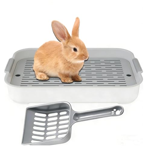 Rabbit Litter Tray with Scoop Compact Size 27 x 18.5 x 4 cm Small Litter Box for Rabbits and Guinea Pigs Space-Saving Design for Indoor Pet Cages Portable Cat Litter Tray for Kittens