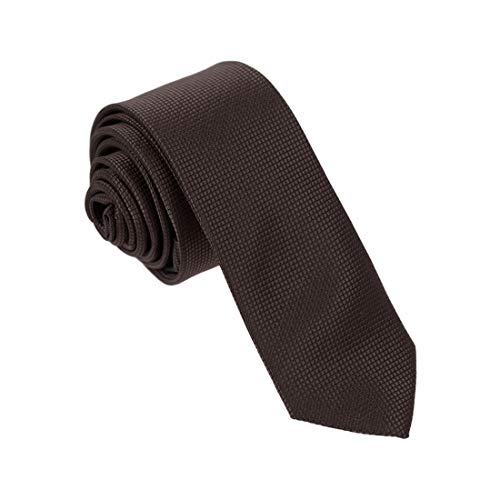 Dan Smith DAE1075 Brown Checkered Skinny Tie Great Gift for Mens