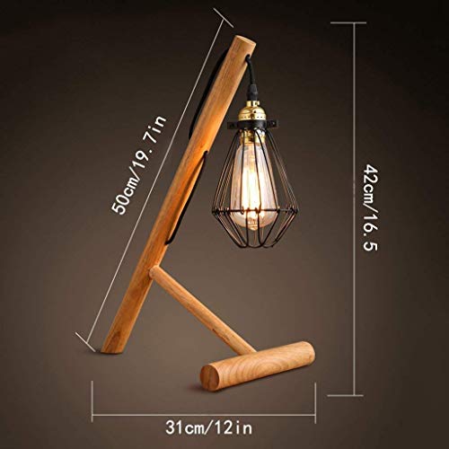 Lampe de bureau chic E27 bois massif luminaire de table chambre hotel - 7