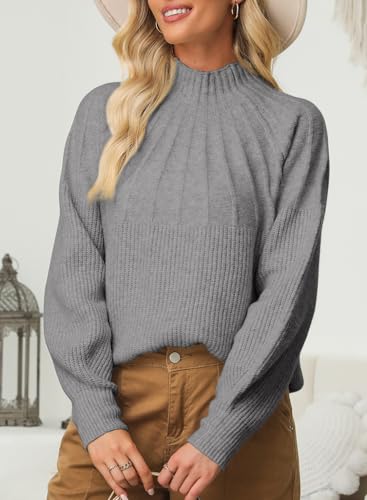 Image of Dokotoo Women's Turtleneck Oversized Sweaters Long Sleeve Pullover Knit Mock Neck Tops