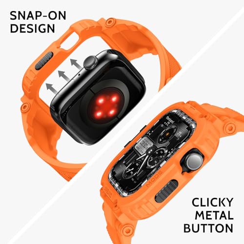 Image of amBand Bands Case Compatible with Apple Watch Series 11 /10 46mm for Men, M1 Sport Rugged Heavy Duty Cover Tactical Strap Military Grade Protective Bumper Protector for iWatch 46 mm Men, Orange