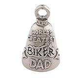Guardian Bell World's Greatest Biker Dad Keychain - Lead-Free Pewter Motorcycle Bell for Protection & Good Luck - Made in USA