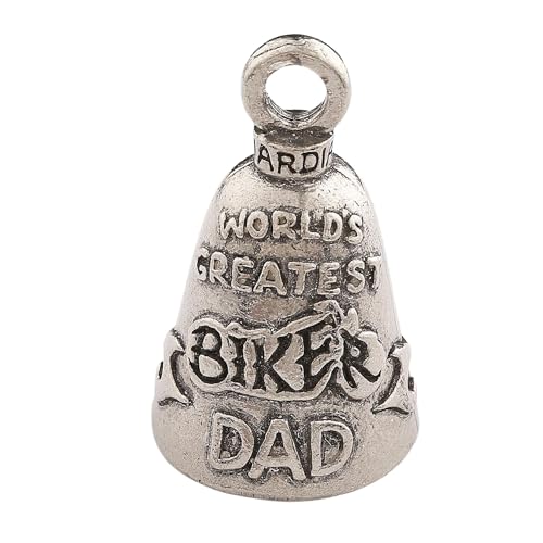 Image of Guardian Bell World's Greatest Biker Dad Keychain - Lead-Free Pewter Motorcycle Bell for Protection & Good Luck - Made in USA